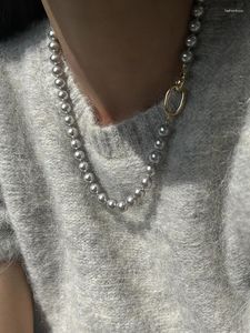 Naszyjniki wiszące elegancji szary perłowe połączone kobiety biżuteria punk hiphop projektant wybiegu rzadki boho top japońska koreańska