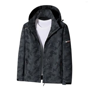 Herrenjacken P Mantel Herren Herbst und Winter Camouflage bedruckte Farbe leichte Laufregenjacke Herren Ledergraben