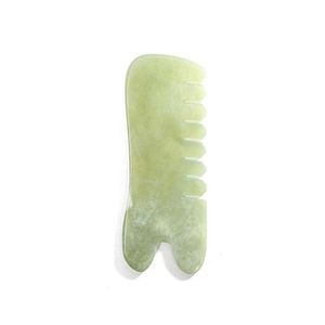 Escovas de cabelo Natural Jade Pedra Guasha Gua Sha Mas Mão Costas Perna Corpo Braço Pente Forma Saudável Beleza Relaxamento Cura Masr Drop Dhz7K