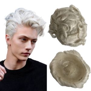 Fabrika Stok Toupee Wig Avrupa İnsan Saç Özel Full Pu Saç 8*10 inç Yedek Peruk Beyaz Erkekler İçin İnsan Saç