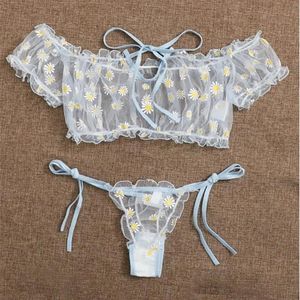 Porr sexig underkläder set erotisk nät transparent underkläder söt daisy lenceria erotica mujer sexi topp med underbyxor bras sets2740