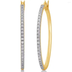 Hoopörhängen 1/4 CT Diamond Women's In Yellow Gold Over Sterling Silver (I-J I2-I3)