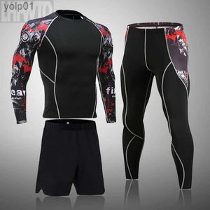 Herrspårar Herrsportdräkt MMA Rashgard Snabbtorkning av sportkläder Komprimeringskläder Fitness Training Kit Thermal Underwear LeggingSL231016