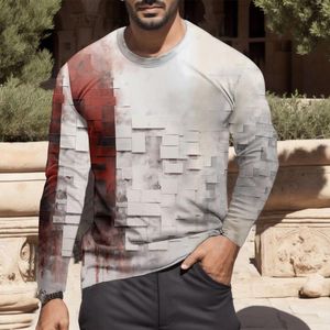 Męskie koszule T-Koszulka Vintage Long Rleeve 3D TOP TESE Estetyczny graficzny koszulka Fall Oversizeum Lose Tee
