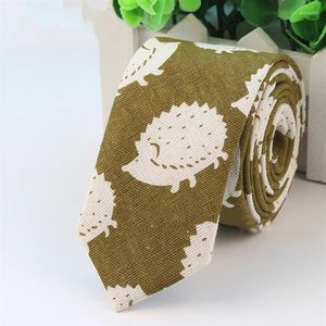 Bow Ties 5 Colors Men Slim Flax Tie Casual Linen Neck Hedgehog Boat Bear Whale Student Skinny Designer Fashion Man289D