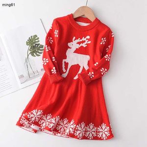 brand designer girl Dress Xmas Baby Knitted Dresses Infant Kids Long Sleeve Sweater Dress Polka Dot Bow Winter Autumn Clothes