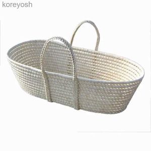 Bassinets Cradles Newborn Photography Props Corn Husk Woven Crib Baby Basket Baby Sleeping Basket Baby Crib Photography AccessoriesL231016