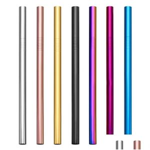 Drinking Straws Colored 12Mm Smoothie St Bubble Tea Stainless Steel Milky Drink Drop Delivery Home Garden Kitchen Dining Bar Barware Dhe7Q