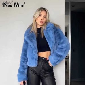 Damen Pelz Kunstpelz Ins Chic Street Fashion Mädchen Blau Abgeschnitten Plüsch Pelzmantel Frauen Winter 2023 Neue Trend Faux Kaninchen Pelz Jacke Mäntel Kurze OutwearL231016