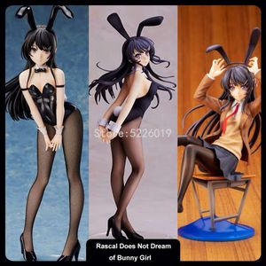 Brinquedos de dedo 20cm anime rascal não sonha com coelho menina senpai figura sexy brinquedo senpai sakurima mai cadeira sexy anime figura de ação brinquedos