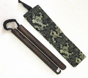 Retailwhole wooden nunchakus ebony wood rope diamond knot wood rope two section stick nunchaku combat nunchuck with bag 272k7925556