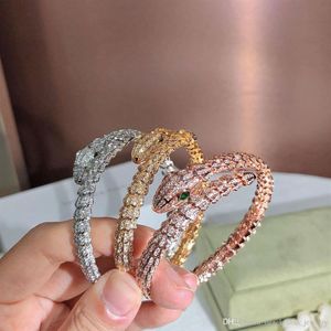Golden Full Drill Snake Lady Armband Personlighet Fashion Trend Women's Armband Twinkle Dance Party Gift Givi237s