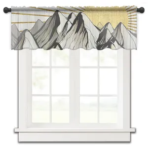 Vorhang, Landschaft, Berge, handbemalte Kunst, kleines Fenster, Tüll, durchscheinend, kurzes Schlafzimmer, Wohnzimmer, Heimdekoration, Voile-Vorhänge