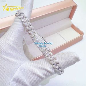 Bracciale a maglie cubane da 8 mm con catena a maglie cubane Moissanite in argento 925 ghiacciato personalizzato di alta qualità