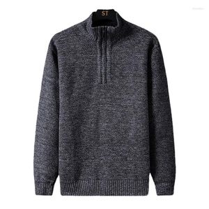 Men's Sweaters Casual Sweater With Quarter Zipper And Half High Neck Knitted Autumn Winter Thickened Pullover