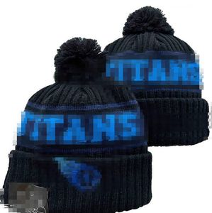 Män stickade manschetterade pom titans beanies tennessee bobble hattar sport stickad hatt randig sidelinje ull varma baseball mössa för kvinnor a0