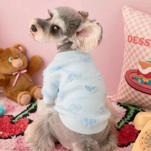 Hundebekleidung Herz Pullover Kleidung Sweatshirt Baumwolle Hunde Kleidung Haustier Outfits Niedlich Herbst Winter Yorkies Warm Blue Boy Ropa Para Perro