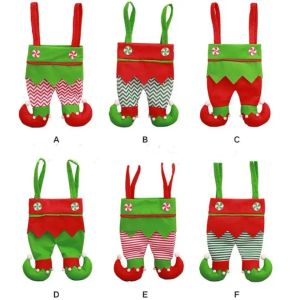 Elf Pants Stocking Christmas Decorations Ornament Xmas Fabric Candy Bag Festival Party Accessory Best Gifts 6 Colors 1016