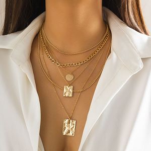 Mode guldfärg hjärtformad halsband för kvinnor trendiga flerskiktshänge halsband set smycken gåvor