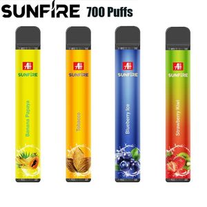 Suprimento autêntico de fábrica de incêndios solares TPD Sunfire 700 Puffs Pen de vape descartável 20mg 2ml Departamento de cigarros preenchido e preenchidos 10 sabores não recarregáveis Vaper Vaper Vaper UK