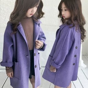 Coat Autumn girls Wool winter coats Blends Jacket DoubleSided Synthesis MidLength Casual Children's Clothing kids clothes 231016