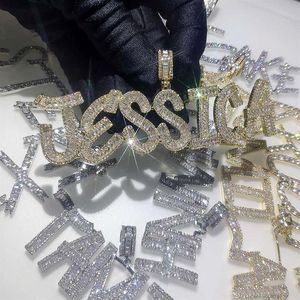 TopBling Hip Hop Simulated Diamond Pendant Necklaces A-Z Custom Name Bubble Letters Charm Gift for Men Women219S