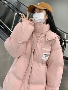 レディースダウンパーカの服ピンクのフード付きジャケット韓国スタイルファッション厚い暖かい女性パフタットコットンパッド入りのアウトウェア冬のトップ231013