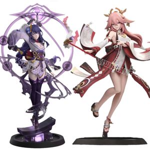 Brinquedos de dedo 25cm genshin impacto yae miko anime figura raiden shogun/kamisato ayaka figura de ação paimon/ganyu/klee estatueta modelo boneca brinquedos