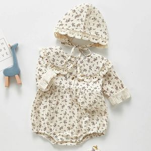 Pagliaccetti Cute Cotton Lino Tuta a maniche lunghe Outfit Stile coreano Primavera Autunno Tute per bambina 231013