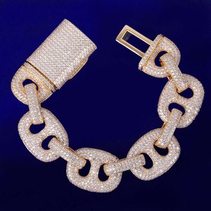 Bracciale da uomo con catena personalizzata da 10 mm in argento 925 18 carati Bracciale a maglia cubana con micro pavé di diamanti Bracciale Moissnaite da uomo