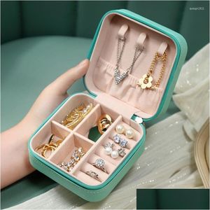 Storage Boxes & Bins Storage Boxes Pink Jewelry Organizer Box Ring Earrings Jewel Jewlery Juwellery Case Makeup Cosmetic Stand Wholesa Dhbes