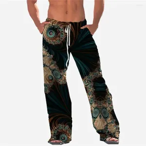 Men's Pants Peacock Pattern Men Straight Slacks Colorful Printed Outside Ride Daily Style S-3XL