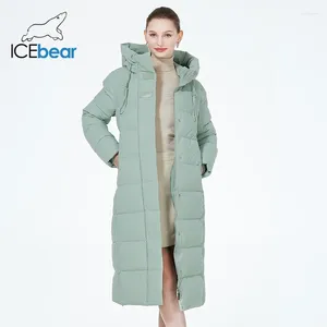 Kvinnors dikerockar 2023 Maxi Long Quiltad Coat Elegant Thicken Cotton Jacekt Winter Woman Clothes With Hood GWD3915i