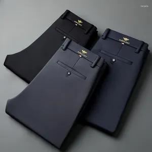 Pantaloni da uomo di marca autunno inverno stretch tailleur da uomo tinta unita dritto casual formale ufficio pantaloni abbigliamento maschile