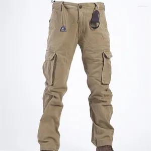 Men's Pants Autumn Cotton Cargo With Belt Military Tactical Multi-Pockets Camouflage Casual Loose Outdoor Trousers