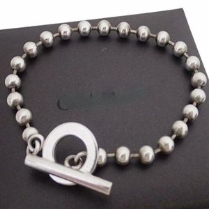 Luxury 6UCCI Jewelry Circle Ball Chain Pärled Toggle 925 Sterling Silver Armband för kvinnor Män Par med Logo Brand Box Bangl273y