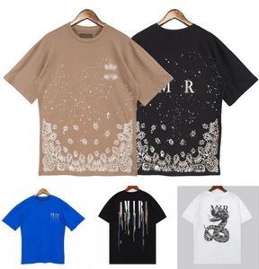 Summer Mens T Shirts Womens Designer Printed Tops Tees Fashion Man T-shirt Quality Cotton Casual Short Sleeve Luxury Hip Hop Streetwear Amiris Blue Amirrs Tees e5#01