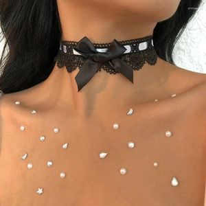 Pendant Necklaces Gothic Black Lace Butterfly Choker For Women Necklace Vintage Elegant Collarbone Chain Party Gift Women's Jewelry