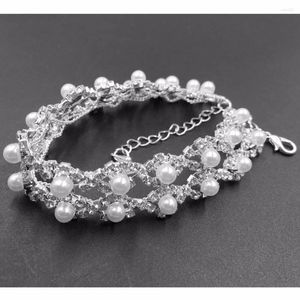 Link Bracelets DollyBling Chain Pearl Crystal Women Men Jewelry Infinity Rhinestone Bracelet Bangles Gifts For Wedding Party (bra-001)