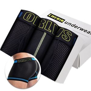 3st Sexiga underkläder Cueca Boxer Men Mesh Shorts Plus Size Solid Herrkläder Boxare Trosor Shorts Sexig Fat Guy 100 kg Mens 2046