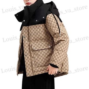 Parkas masculinas para baixo barato novo impresso com capuz curto engrossado impermeável à prova de vento jaqueta barato verison t231016