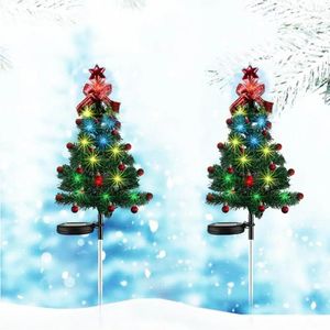 Waterproof Light Stakes Christmas Tree Shape Solar Energy-saving Garden Patio Landscape Lamps For Year