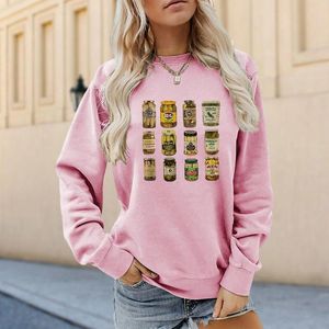 Women's Hoodies Women Canning Season Sweatshirt Vintage Pickle Jar Crewneck Loose Autumn Lady Pullover Tops