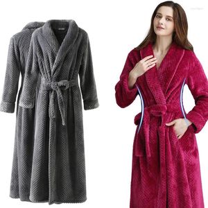 Женская одежда для сна, зимний женский халат, удлиненный утепленный фланелевой банный халат, большие размеры для влюбленных пар, ночной халат, мужская ночная рубашка