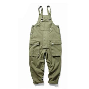 Dżinsy męskie kivno moda mężczyźni Hip Hop Bib BIBS Multi Pockets Cargo Workwear Streetwear dla mężczyzn luźnych spants227a