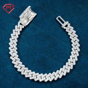Beliebtes kubanisches Miami-Link-Armband für Herren, 10 mm Sterlingsilber, Hiphop-Moissanit-Diamant, kubanisches Armband für Herren