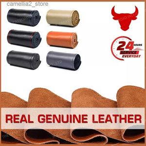 Steering Wheel Covers 38cm 15inch Real cowhide Genuine Leather Car Steering Wheel Braid Cover Hand-stitched Soft Non-slip Auto Interior car products Q231016