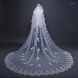 Bridal Veils 3 Meter Wedding Veil 1 Layer Cathedral White Ivory Lace Applique Long Blusher Accessories Vail