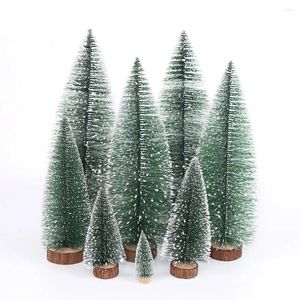 Dekoracje świąteczne 1PCS 10/15/20/25/35 cm Mini Tree Green Pine Needles Party Navidad Happy Year Dekoracja 2024