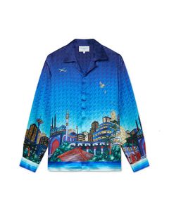 Casablanca City Night Designer Shirts Sicilian Men and Women Luxurious Dilk Long Sleeved Shirt